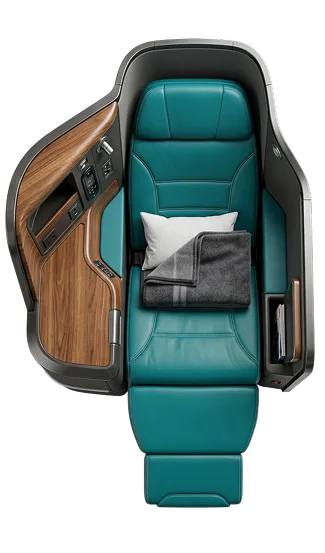Business class cabin seat, top view